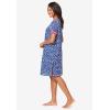 Dreams & Co. Plus Size Short Henley Sleepshirt(Evening Blue Stars)