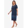Dreams & Co. Plus Size Short T-Shirt Lounger(Navy Dancing Stars)