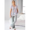 Ellos Plus Size Ruffle Trim Peasant Blouse(Peach Bud Floral)
