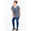 Ellos Plus Size Ruffle Trim Peasant Blouse(Violet Haze White Print)