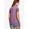 Ellos Plus Size Ruffle Trim Peasant Blouse(Violet Haze White Print)