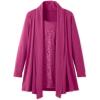Woman Within Plus Size 2-Fer Cardigan & Attached Lace Tunic(Raspberry)