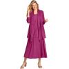 Woman Within Plus Size 2-Fer Cardigan & Attached Lace Tunic(Raspberry)