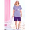 Woman Within Plus Size 2-Piece Knit Tee And Short Set(Coral Texture Hibiscus)