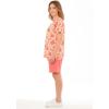 Woman Within Plus Size 2-Piece Knit Tee And Short Set(Coral Texture Hibiscus)