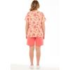 Woman Within Plus Size 2-Piece Knit Tee And Short Set(Coral Texture Hibiscus)