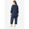 Woman Within Plus Size 2-Piece Striped French Terry Set(Navy Mini Stripe)