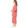 Woman Within Plus Size 2-Piece Striped French Terry Set(Sweet Coral Mini Stripe)