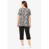 Woman Within Plus Size 2-Piece Tunic And Capri Set(Black Watercolor Floral)