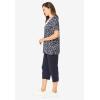 Woman Within Plus Size 2-Piece Tunic And Capri Set(Navy Ditsy)