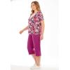 Woman Within Plus Size 2-Piece Tunic And Capri Set(Raspberry Pop Tropical)