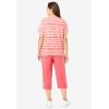 Woman Within Plus Size 2-Piece Tunic And Capri Set(Sweet Coral Stripe)