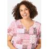 Woman Within Plus Size 7-Day Notch-Neck Tunic(Dusty Pink Geo Patchwork)