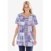 Woman Within Plus Size 7-Day Notch-Neck Tunic(Navy Diagonal Floral)