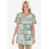 Woman Within Plus Size 7-Day Notch-Neck Tunic(Raspberry Diagonal Floral)
