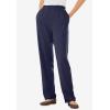 Woman Within Plus Size 7-Day Straight-Leg Elastic-Waist Stretchy Knit Pant(Navy)