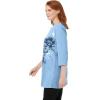 Woman Within Plus Size 7-Day Three-Quarter Sleeve Notch-Neck Tunic(Sage Floral Patchwork)