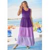 Woman Within Plus Size Colorblock Tiered Dress(Sweet Coral Colorblock)