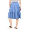 Woman Within Plus Size Elastic-Waist Knit Tiered Skirt(French Blue)