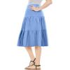 Woman Within Plus Size Elastic-Waist Knit Tiered Skirt(French Blue)