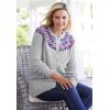 Woman Within Plus Size Fair Isle Cardigan Sweater(Heather Grey Fair Isle Stripe)