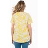 Woman Within Plus Size Notch-Neck Pocket Tee(Primrose Yellow Palms)