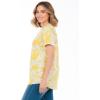Woman Within Plus Size Notch-Neck Pocket Tee(Primrose Yellow Palms)