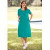 Woman Within Plus Size Perfect Short-Sleeve Crewneck Tee Dress(Stonewash)