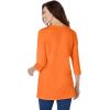 Woman Within Plus Size Perfect Three-Quarter Sleeve Crewneck Tunic(Orange Twist)