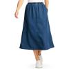Woman Within Plus Size Petite 7-Day Elastic-Waist All-Cotton Pull-On Denim Jeans Skirt(Navy)