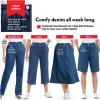 Woman Within Plus Size Petite 7-Day Elastic-Waist All-Cotton Pull-On Denim Jeans Skirt(Navy)