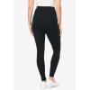 Woman Within Plus Size Petite Side Pocket Ankle-Length Pull-On Stretch Knit Cotton Spandex Leggings(Black)
