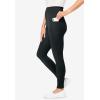 Woman Within Plus Size Petite Side Pocket Ankle-Length Pull-On Stretch Knit Cotton Spandex Leggings(Heather Charcoal)