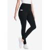 Woman Within Plus Size Petite Side Pocket Ankle-Length Pull-On Stretch Knit Cotton Spandex Leggings(Heather Navy)