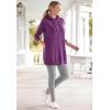 Woman Within Plus Size Petite Side Pocket Ankle-Length Pull-On Stretch Knit Cotton Spandex Leggings(Medium Heather Grey)