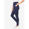 Woman Within Plus Size Petite Side Pocket Ankle-Length Pull-On Stretch Knit Cotton Spandex Leggings(Navy)