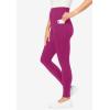 Woman Within Plus Size Petite Side Pocket Ankle-Length Pull-On Stretch Knit Cotton Spandex Leggings(Raspberry)