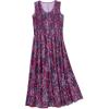 Woman Within Plus Size Pintucked Sleeveless Dress(Soft Iris Plumeria)