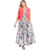 Woman Within Plus Size Pintucked Sleeveless Dress(Soft Iris Plumeria)