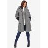 Woman Within Plus Size Rib-Knit Trim Wool Blend Coat(Black Herringbone)