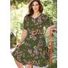 Woman Within Plus Size Short Crinkle Dress(Radiant Purple Floral)