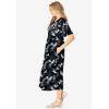 Woman Within Plus Size Short-Sleeve Button-Front Pocket Dress (Petite Available) – 7X, Black Graphic Bloom