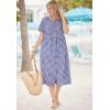 Woman Within Plus Size Short-Sleeve Seersucker Dress(New Khaki Plaid)