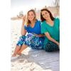 Woman Within Plus Size Stretch-Cotton Knit Pull-On Printed Capri Leggings(Navy Poppy)