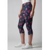 Woman Within Plus Size Stretch-Cotton Knit Pull-On Printed Capri Leggings(Navy Poppy)