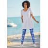 Woman Within Plus Size Stretch-Cotton Knit Pull-On Printed Leggings(Navy Poppy)