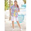 Woman Within Plus Size Stretch-Denim Five-Pocket Bermuda Jeans Shorts(White Pastel Floral Embroidery)