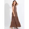 Woman Within Plus Size Texture Knit Tiered Flutter Sleeve Maxi Dress(Mocha Nude)