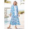Woman Within Plus Size Wide Elastic Waist Skirt(Blue Blossom)