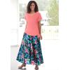 Woman Within Plus Size Wide Elastic Waist Skirt(Navy Hibiscus Floral)